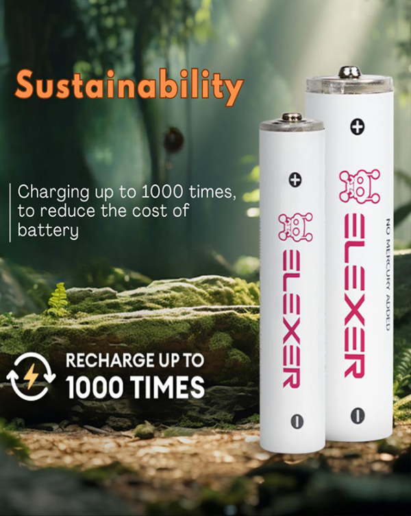 Elexer rechargeable battery up to 1000 times