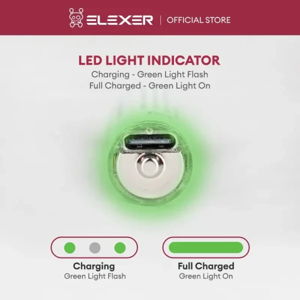 Elexer rechargeable battery led light indicator